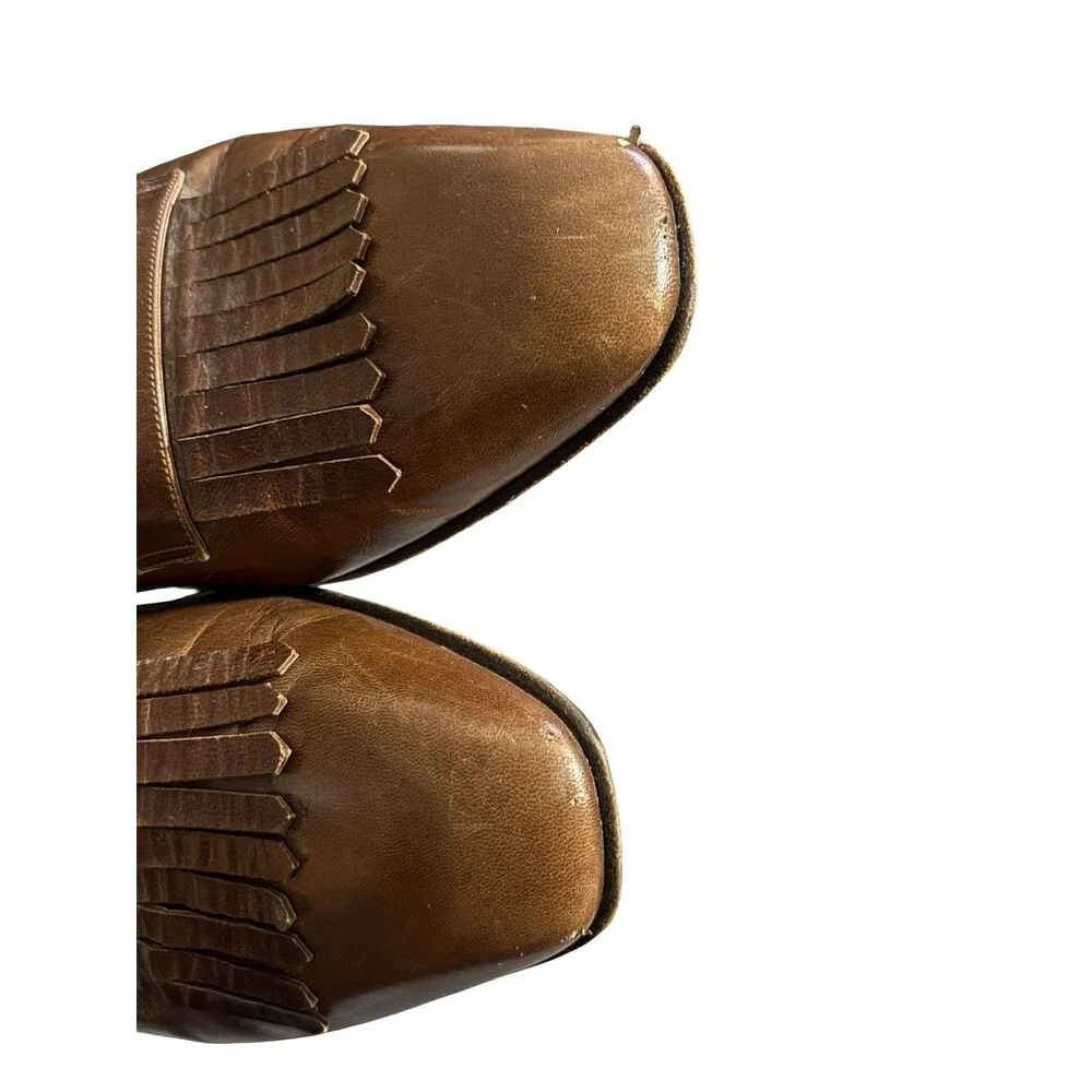 VTG Hermes Brown Leather Loafers Sz 12 Kiltie Fringe Classic Luxury Business